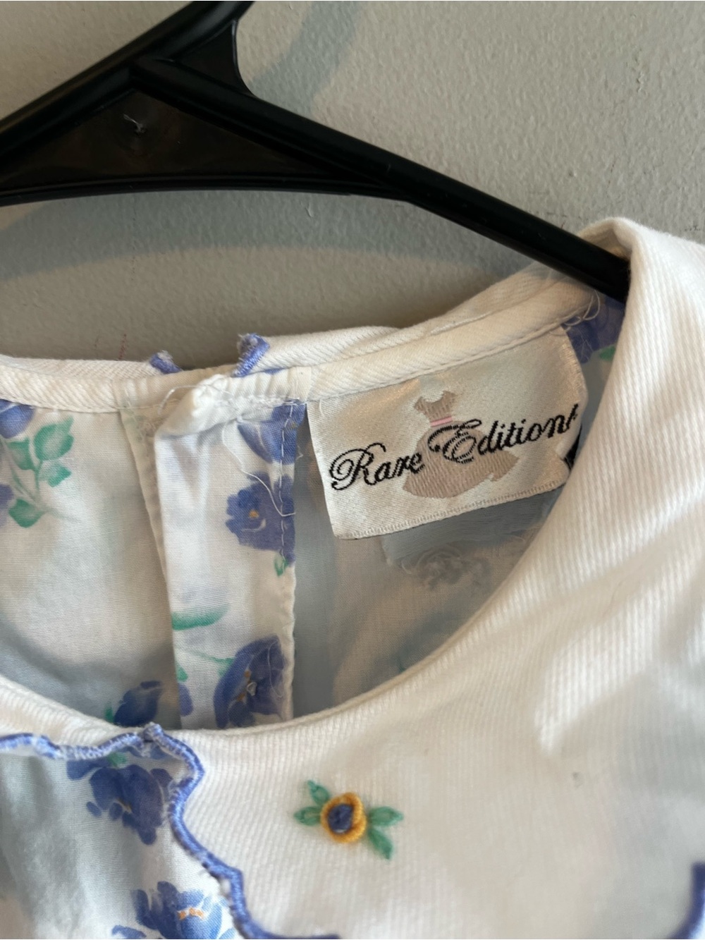 Rare Editions White Dress with Blue Floral Print and Smocked Waist - Picture 7 of 9